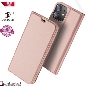 Dux Ducis dirbtinės odos atverčiamas dėklas - rausvas (Apple Iphone 12/12 Pro)